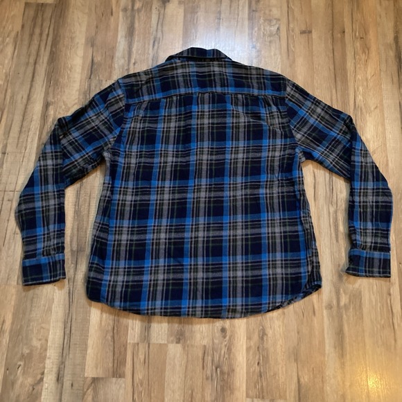 Vintage Lucky Brand Flannel Plaid Shirt Men's XL Western Rodeo Utility Blue - Picture 7 of 7